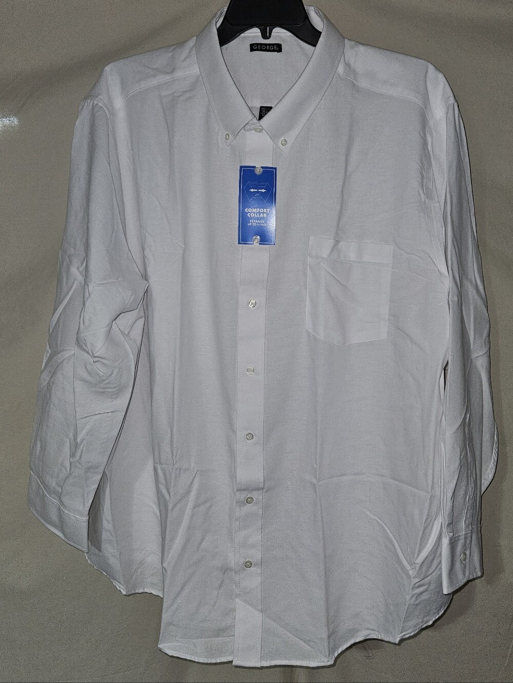 NWT George Men's White Button-Down Dress Shirt with Chest Pocket